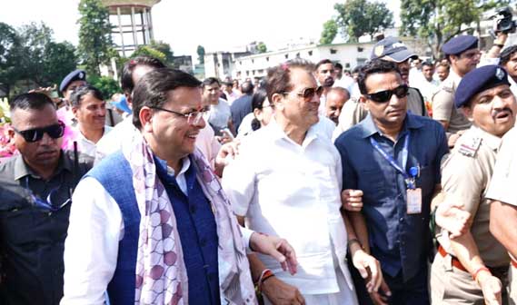 Prem-chandra-agarwa_welcomed CM Dhami_Dehradun